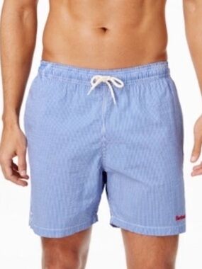 Barbour Mens Blue Striped Swim Trunks | L